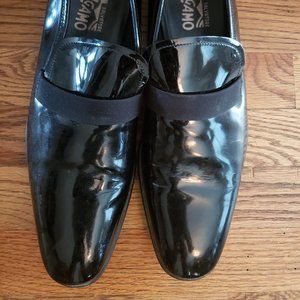 Authentic SALVATORE FERRAGAMO Patent Loafer, Black